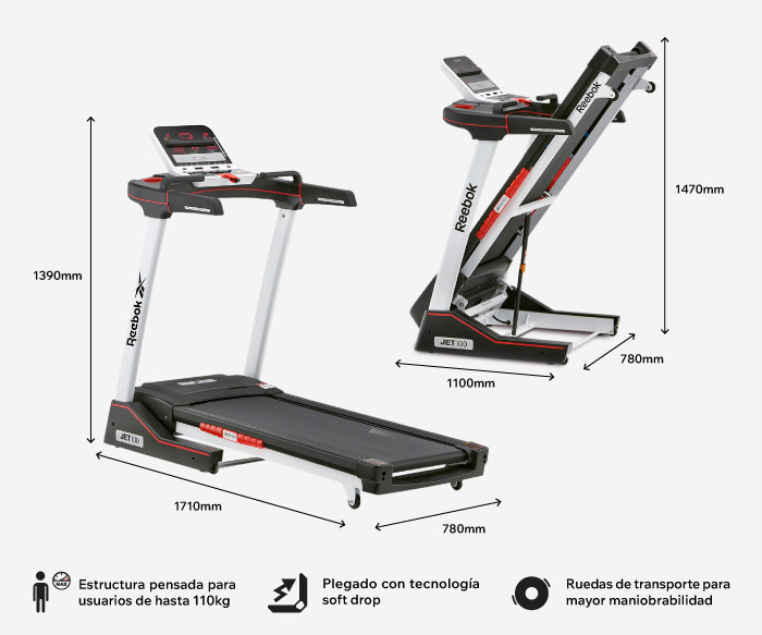 dimensiones y diseño caminador plegable reebok